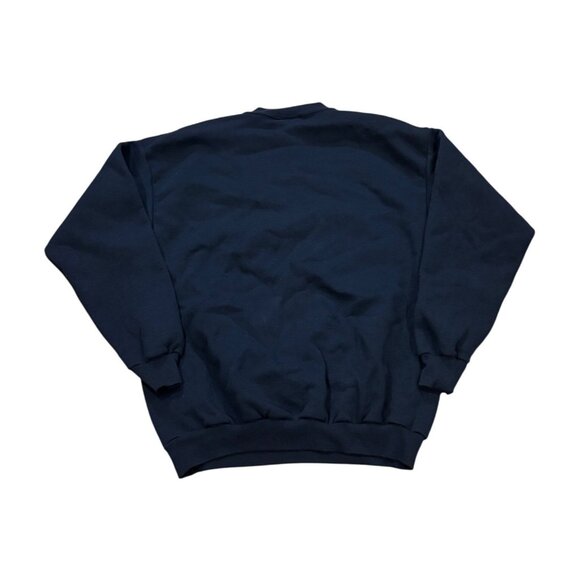 Vintage 90's Logo 7 New England Patriots NFL Navy Blue Crewneck Sweatshirt Large - Picture 2 of 7